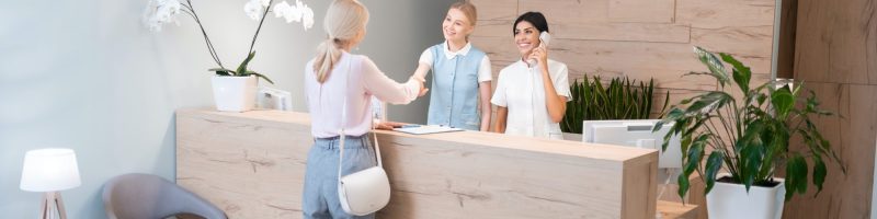 Woman saying thank you to her dentist